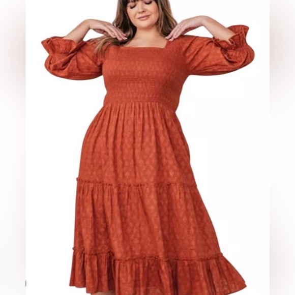 JessaKae Dresses & Skirts - JessaKae Carefree Rust Terracotta Midi Dress